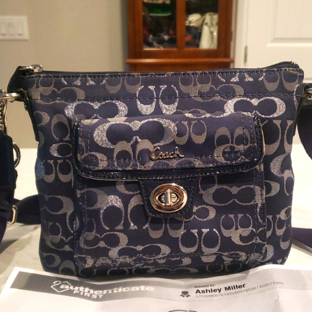Coach Midnight Blue Signature Crossbody Bag Small Size